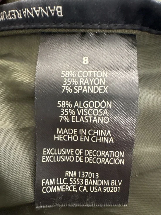 BANANA REPUBLIC Women’s Cropped Pants Size 8 Olive Green Stretch Slim Ankle - Picture 6 of 6